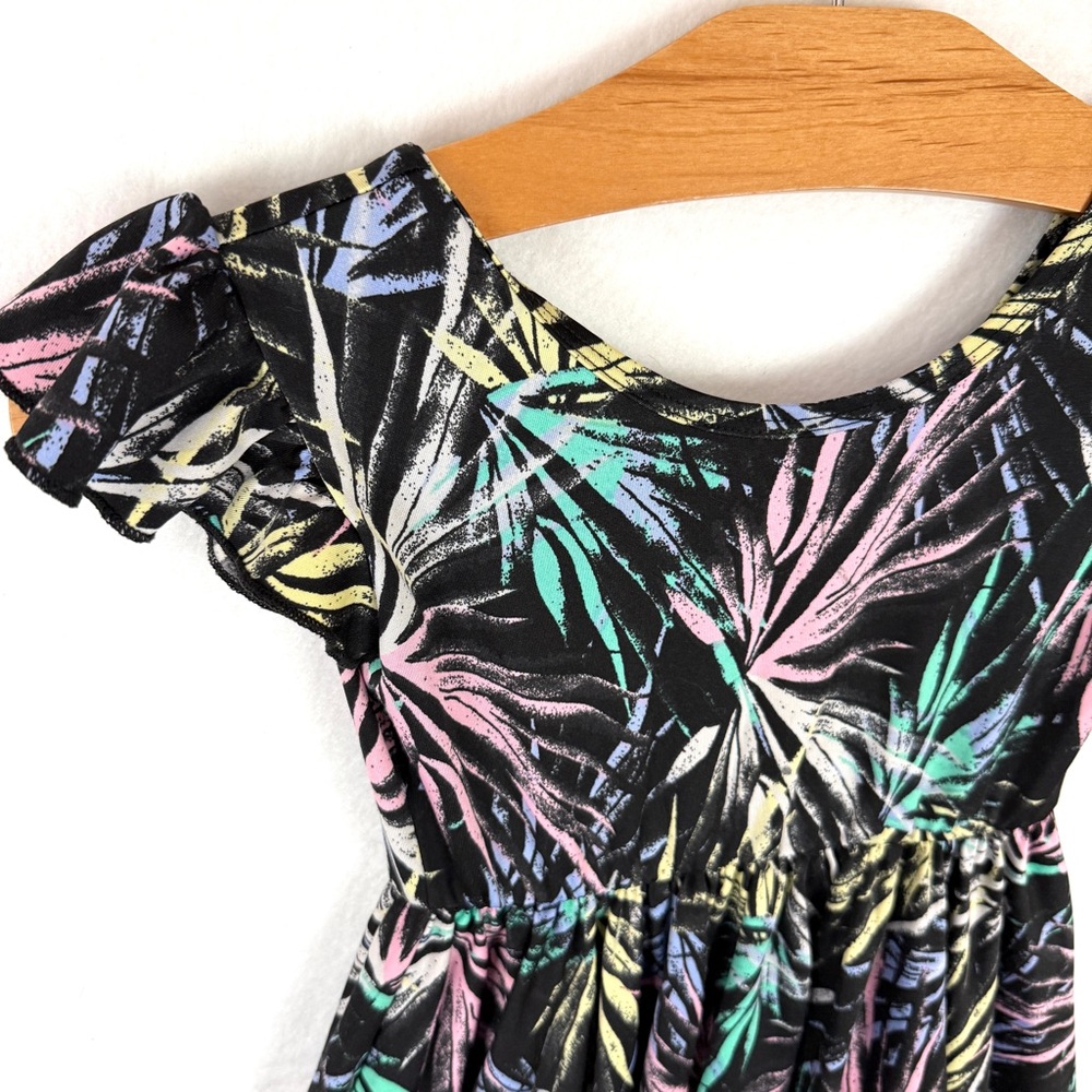 DotDotSmile Girls Twirl Dress – Black Multicolor Tropical Print 5/6 - Picture 3 of 11